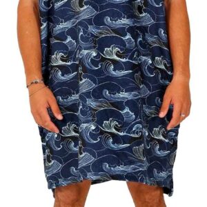 Poncho Japan Waves Midnight