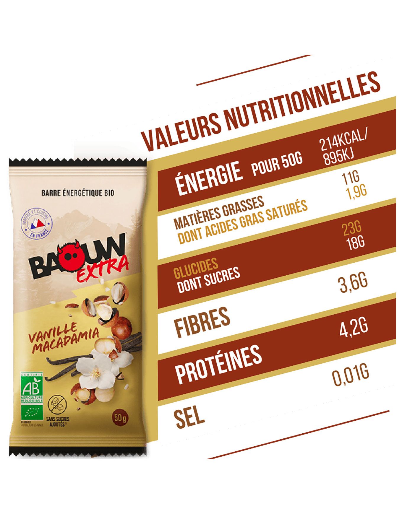 Barre énergétique bio Extra Vanille-Macadamia 50g – Image 2