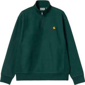 Half Zip American Script Sweat Dark Fir