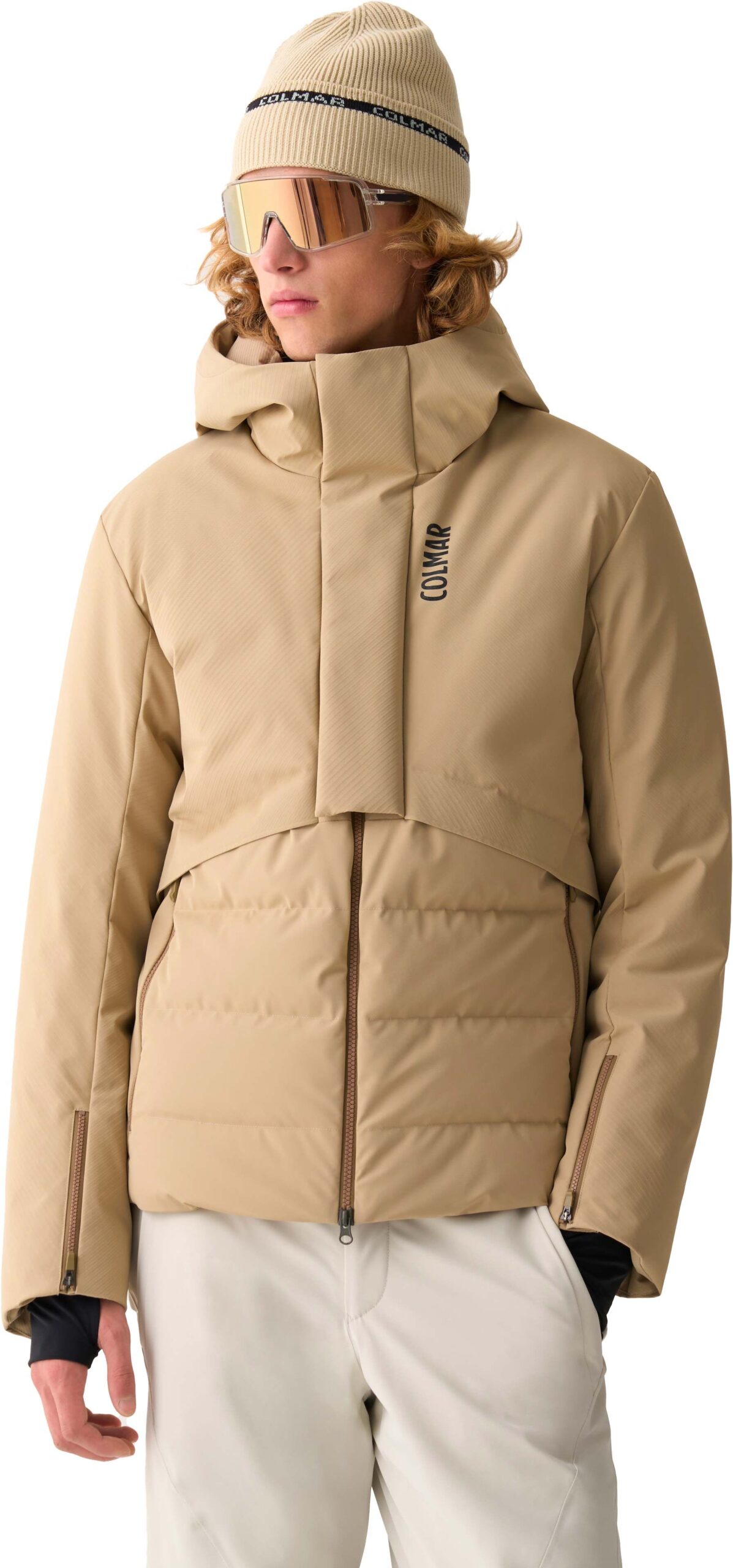 Men Hybrid Down Ski Jacket Navy Blue – Image 4