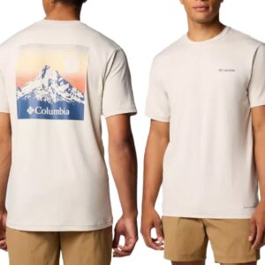 Kwick Hike Back Graphic SS Tee Dark Stone Heather, Linear View Multi