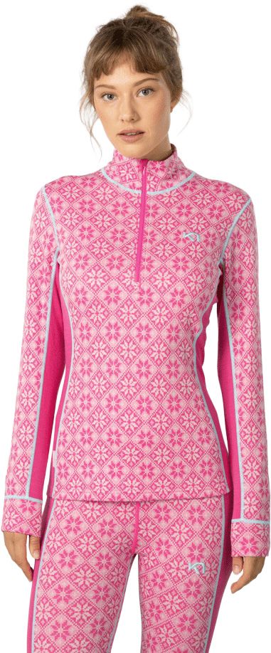 Rose Half Zip Baselayer Top Bright Pink – Image 2