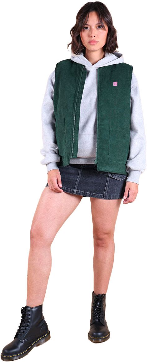 Corduroy Free Sleeve Cardigan Mountain Green – Image 3