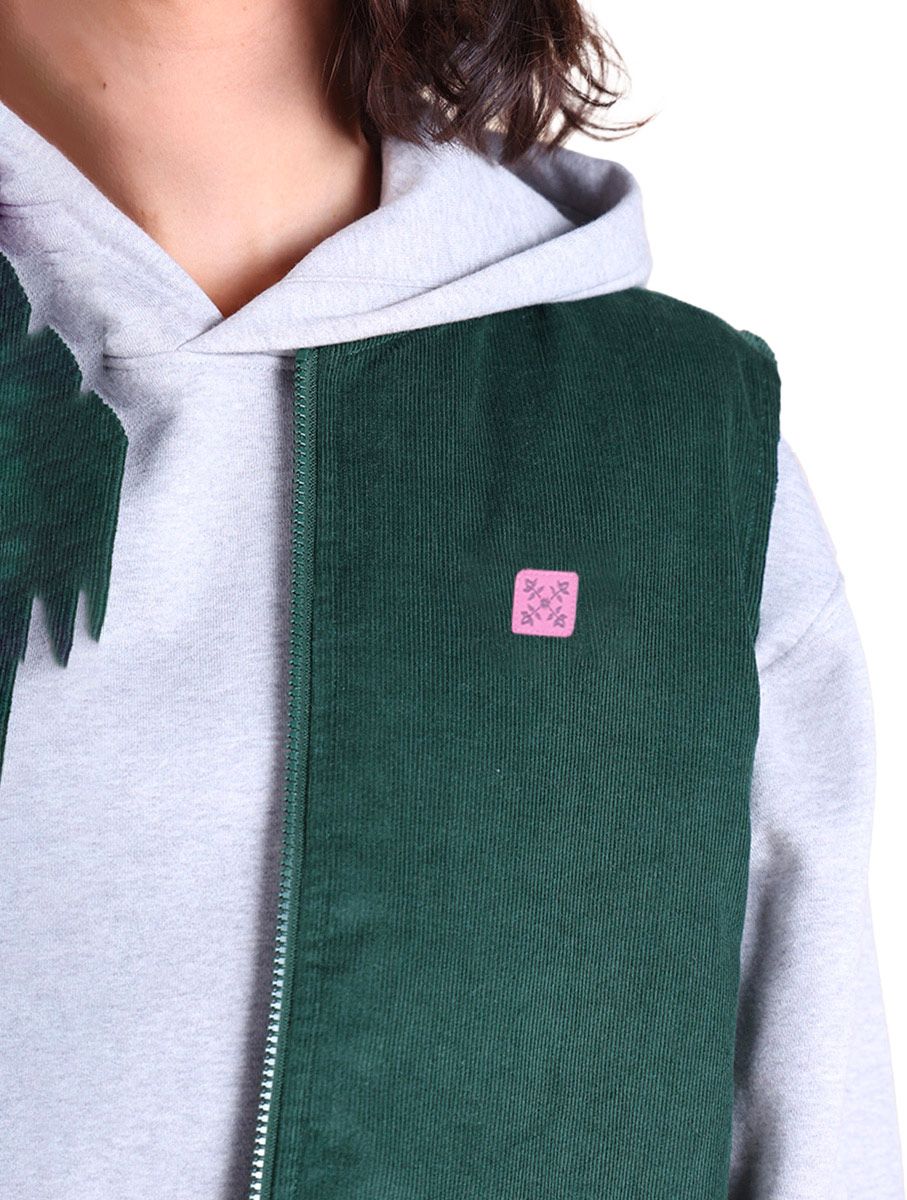 Corduroy Free Sleeve Cardigan Mountain Green – Image 4