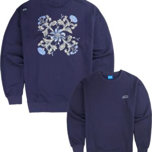 Back Printed Fleece Crew Deep Marine