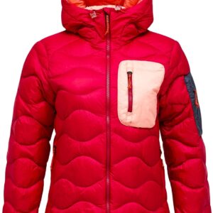 W Helium Utility Down Hood Jacket Tech Burgundy Peach Fuzz