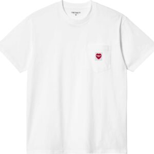 S/S Pocket Heart T-Shirt White Red