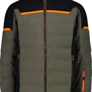 Man Jacket Zip Hood Stretch Polyester Olive