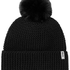 Ladies Pompon Beanie Black