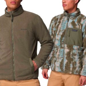 Winter Pass Reversible Fleece Stone Green Tracks