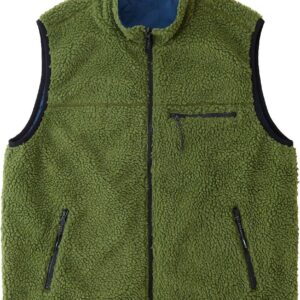 Reversible Sherpa Vest Olive Dusty Navy