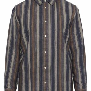 Loose Fit Striped Flannel Shirt Yellow Stripe