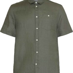 Regular Linen Short Sleeve Shirt Burned Olive