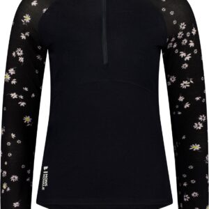 Bella W Merino Long Sleeve Hood Black Daisy