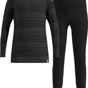 Set Long Active Warm Eco Kids Black/Grey Melange