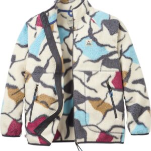 Fairbanks 2.0 Full Zip Recycled Sherpa Fleece Abstract Trails W Off White