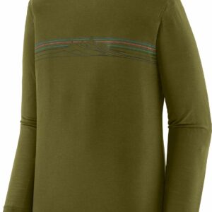 M's L/S Cap Cool Merino Blend Graphic Shirt Strata Stripe: Pond Green