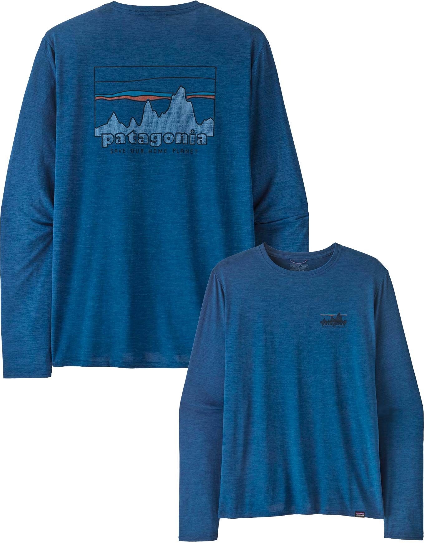 M's L/S Cap Cool Daily Graphic Shirt '73 Skyline: Clement Blue X-Dye