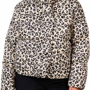 W Aretu Allover Down Jacket Nature Wild Leopard Print