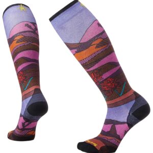 W Ski Zero Cushion Floral Field Print OTC Socks Picante