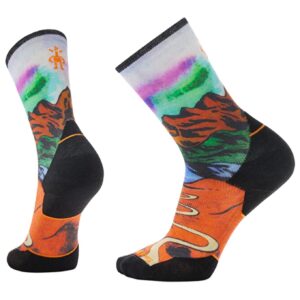 Trail Run Targeted Cushion Singletrack Print Crew Socks Orange Rust