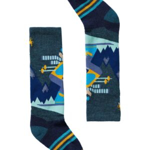 Kids' Wintersport Full Cushion Mountain Moose OTC Socks Twilight Blue