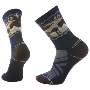 Hike Light Cushion Mountain Moose Crew Socks Deep Navy