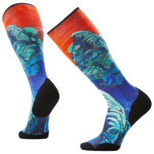 Ski Targeted Cushion Winter Haze Print OTC Socks Deep Navy
