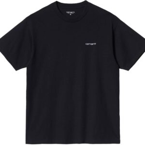 S/S Script Embroidery T-Shirt Black White
